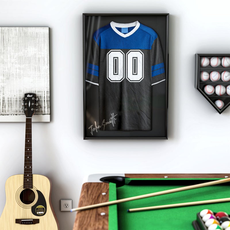Snap - Sports Jersey Display Case - Shadow Box - 20"x30" - Black Wall Mount - Jersey Display Cabinet - Wall Hanging - Sports Memorabilia - Sports Room DÃ©cor - Image 2